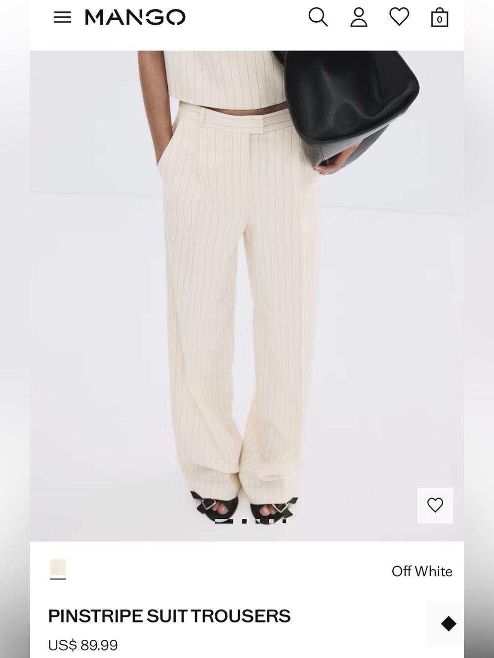 NWT Mango Off White Pinstripe Wide-Leg Trousers